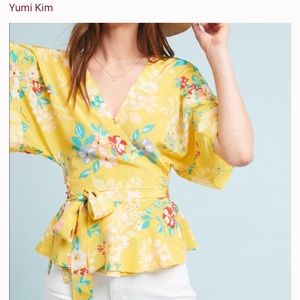 Yumi Kim yellow floral kimono wrap top
